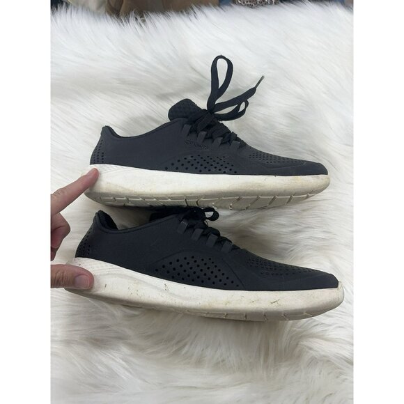 CROCS Pacer LiteRide Black Lace Up Tennis Shoe Women Size 9 - Picture 5 of 10